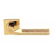 Дверные ручки Morelli Luxury "BRILLIANCE" HBB/LIGHT TOPAZ RVD Цвет - Золото с кристаллами светлого топаза