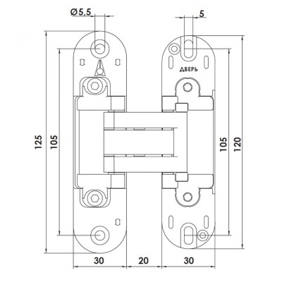 Скрытые петли MORELLI с 3-D регулировкой HH-20 PC Цвет - Хром