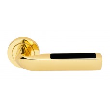 Дверные ручки Morelli Luxury "MATRIX-2" OTL/NERO Цвет - Золото/вставка из искусственной кожи черная