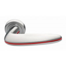 Дверные ручки Morelli Luxury "SUNRISE" CSA/ROSSO Цвет - Матовый хром/с красной вставкой