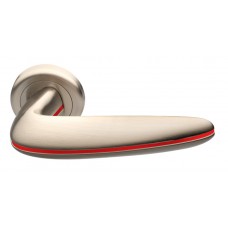Дверные ручки Morelli Luxury "SUNRISE" NIS/ROSSO Цвет - Матовый никель/с красной вставкой