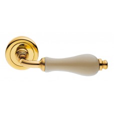 Дверные ручки Morelli Luxury "CERAMICA" OTL/CHA с керамической вставкой Цвет - Золото/Керамика шампань