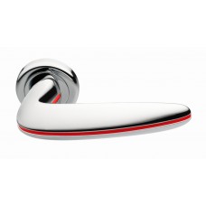 Дверные ручки Morelli Luxury "SUNRISE" CRO/ROSSO Цвет - Полированный хром/с красной вставкой